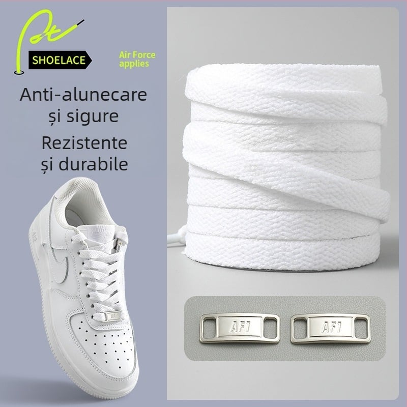Șireturi Air Force One, originale AF1, unisex, șireturi plate AJ1, alb și negru, accesoriu pentru încălțăminte