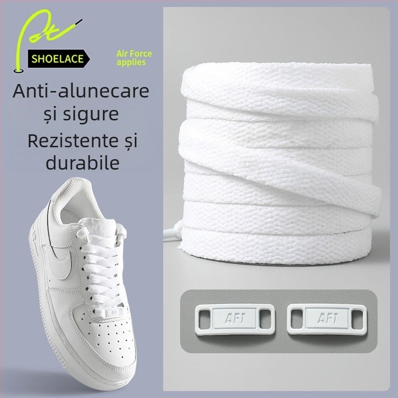 Șireturi Air Force One, originale AF1, unisex, șireturi plate AJ1, alb și negru, accesoriu pentru încălțăminte