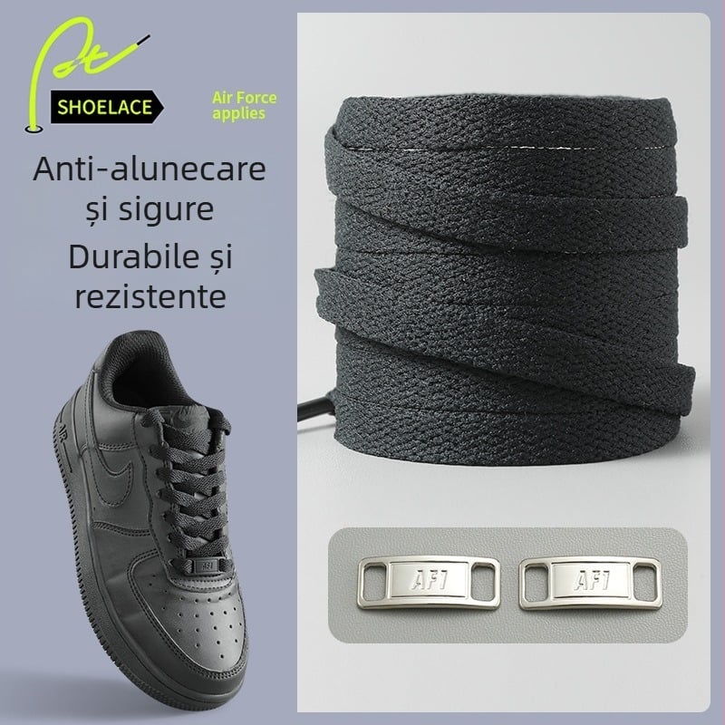 Șireturi Air Force One, originale AF1, unisex, șireturi plate AJ1, alb și negru, accesoriu pentru încălțăminte