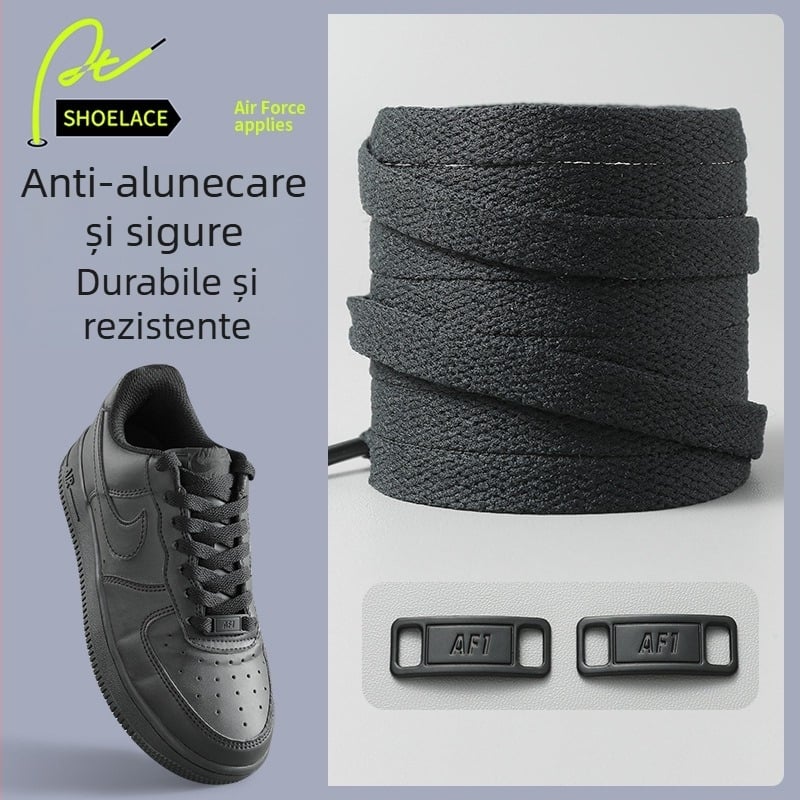 Șireturi Air Force One, originale AF1, unisex, șireturi plate AJ1, alb și negru, accesoriu pentru încălțăminte