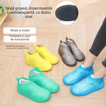 Protectii impermeabile pentru pantofi pentru bărbați și femei, rezistente la uzură, cu talpă dublă, antiderapante, turnate dintr-o bucată, portabile, cu elasticitate ridicată, ușor de încălțat și de dat jos.