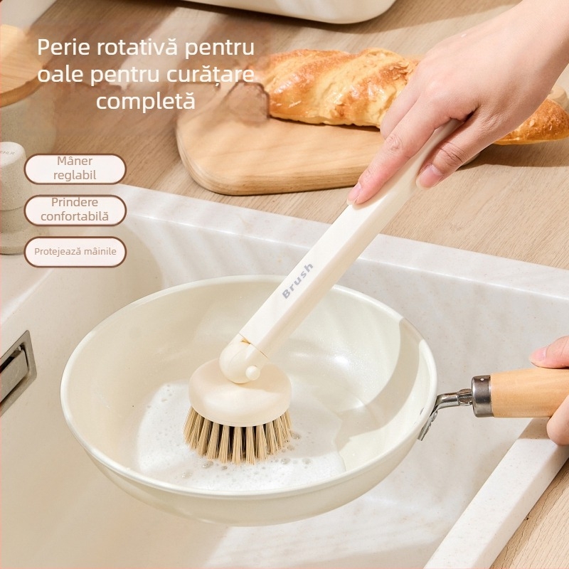 Chunzao Perie de vase cu mâner lung, rotativă – curățare vase și oale