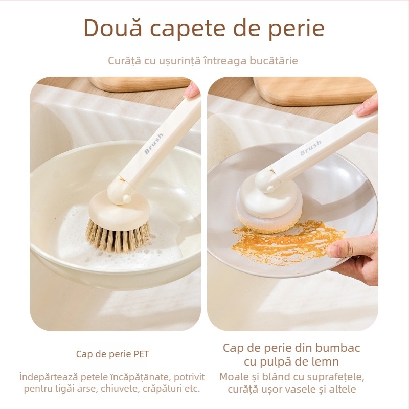 Chunzao Perie de vase cu mâner lung, rotativă – curățare vase și oale