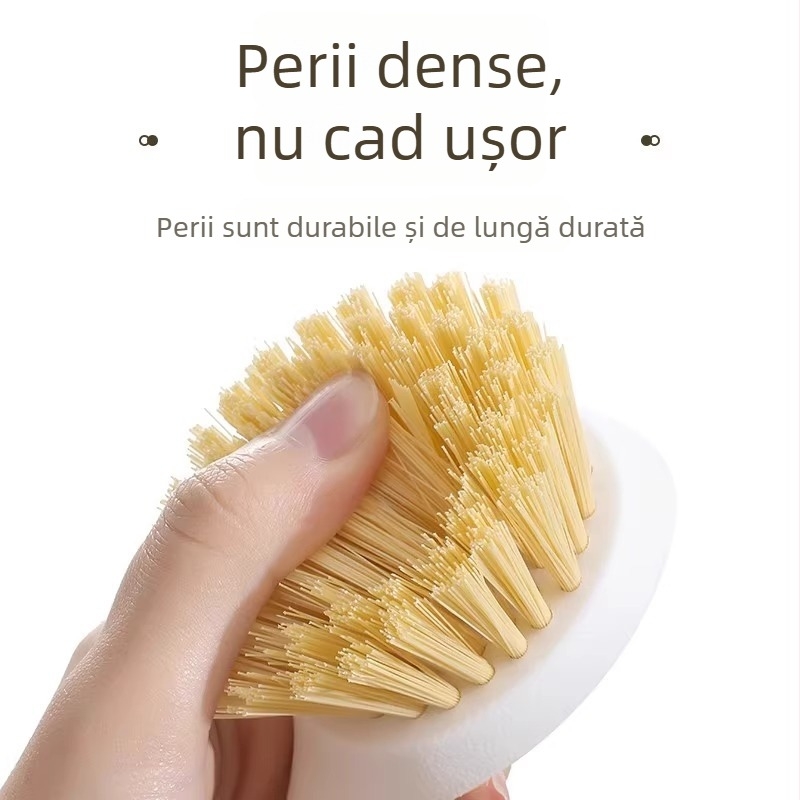 Perie pentru oale cu mâner din lemn, curățare în bucătărie, delicată cu oalele și suprafețele antiaderente, mâner lung