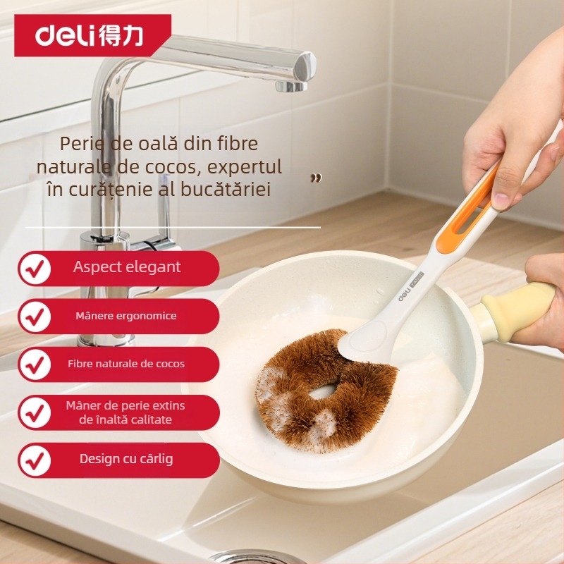 Perie puternică pentru curățarea oalelor, mâner lung, nu aderă uleiul, nu deteriorează vasele, perie de curățare multifuncțională