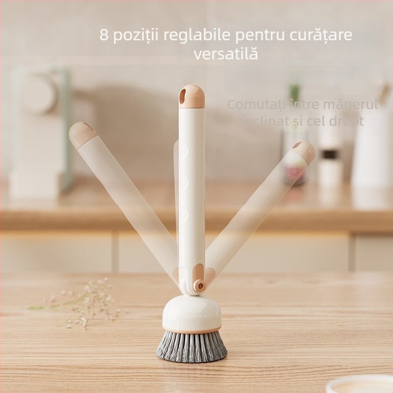 Perie rotativă pentru oale cu mâner lung reglabil – perie multifuncțională pentru curățarea vaselor