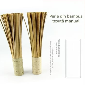 Perie tradițională de curățare a oalelor din bambus, perie de bucătărie, realizată manual