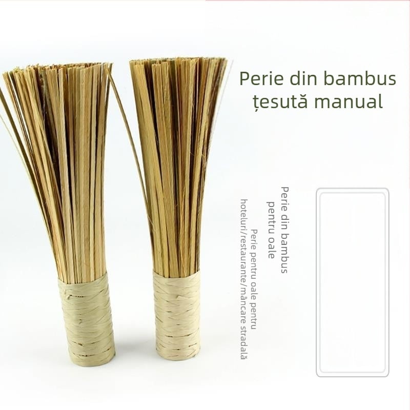 Perie tradițională de curățare a oalelor din bambus, perie de bucătărie, realizată manual