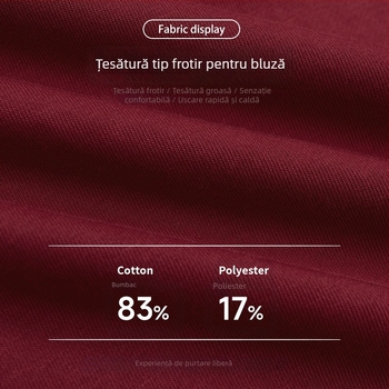 Hanorac de toamnă în culori contrastante, mâneci lungi, croială lejeră, decolteu rotund, top sport pentru exterior 7028