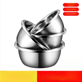 Oțel inoxidabil 304, vas rotund îngroșat pentru uz casnic, bol pentru supă, bol pentru mixat ouă, recipient alimentar pentru condimente, vas pentru legume