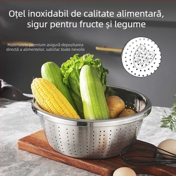 Oțel inoxidabil 304, vas rotund îngroșat pentru uz casnic, bol pentru supă, bol pentru mixat ouă, recipient alimentar pentru condimente, vas pentru legume