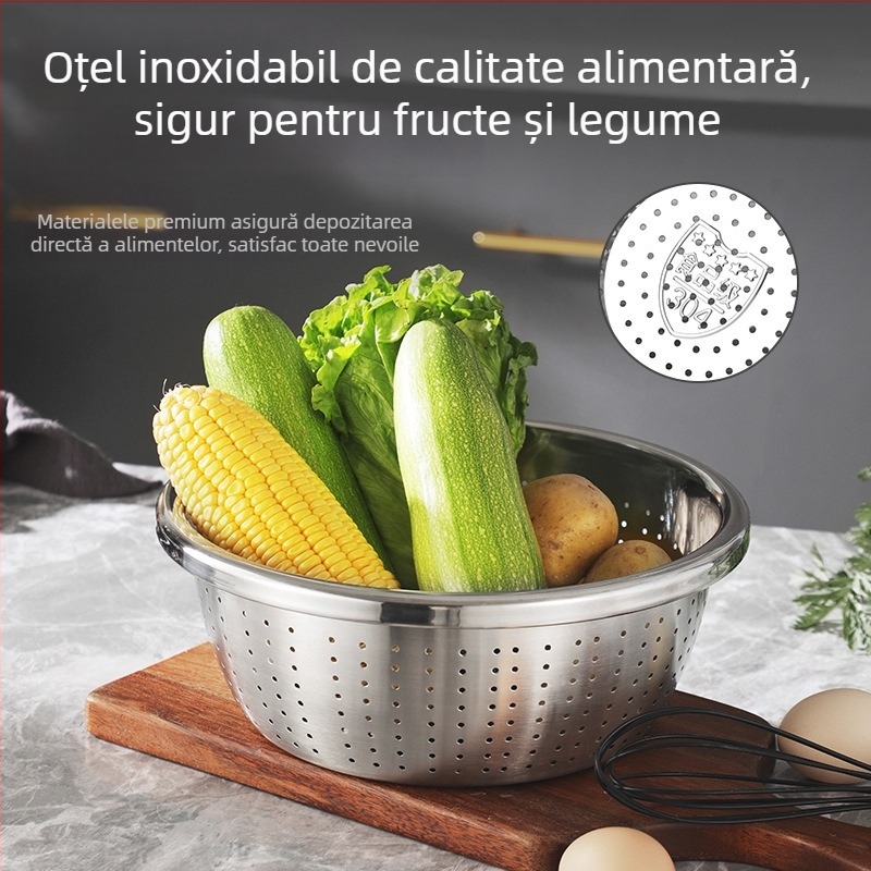Oțel inoxidabil 304, vas rotund îngroșat pentru uz casnic, bol pentru supă, bol pentru mixat ouă, recipient alimentar pentru condimente, vas pentru legume