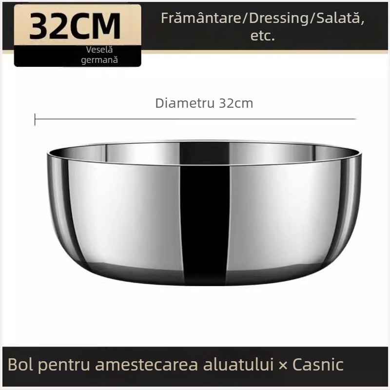 Vas de bucătărie din oțel inoxidabil gros cu capac, pentru spălat legume și frământat aluat, 201 oțel inoxidabil
