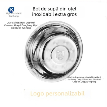 Vas de bucătărie din oțel inoxidabil 304, rotund, îngroșat, pentru supă, ulei, spălarea legumelor și bătut ouăle