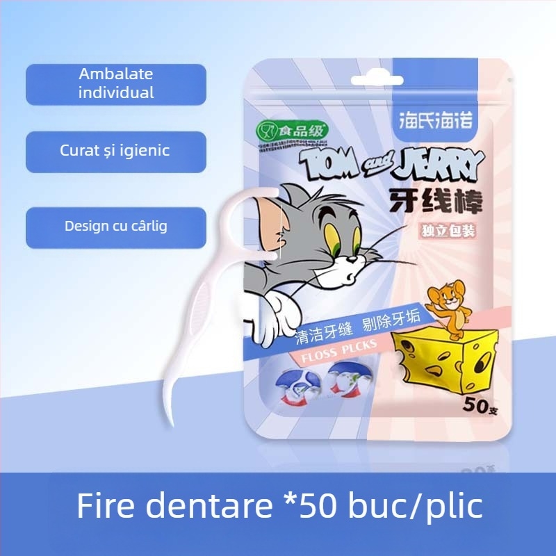 Cat and Mouse bețișoare de ață dentară – polimerice, portabile, pentru uz casnic, curățare spații interdentare și îndepărtarea tartrului