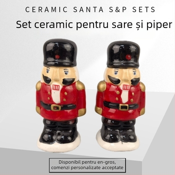 Set ceramic de sare și piper cu om de zăpadă, stil occidental, recipient poros pentru condimente de bucătărie
