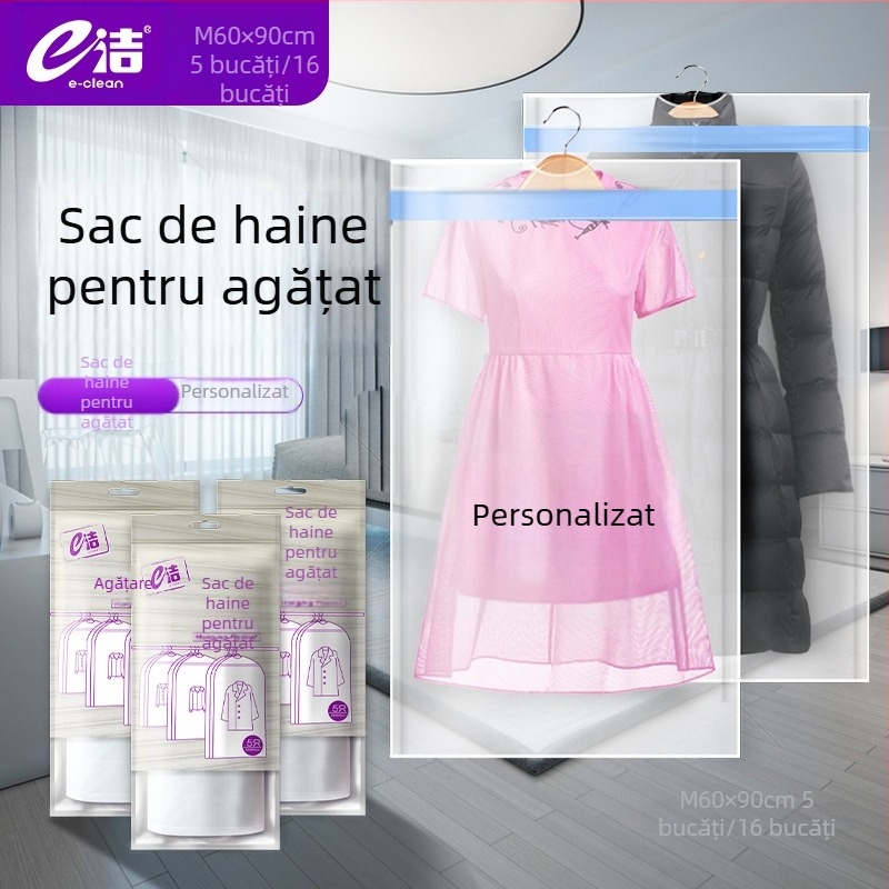 Husă de praf lavabilă pentru haine, rezistentă la umezeală, pentru haine de garderobă, HDPE, dimensiuni 60x90 cm sau 60x120 cm.