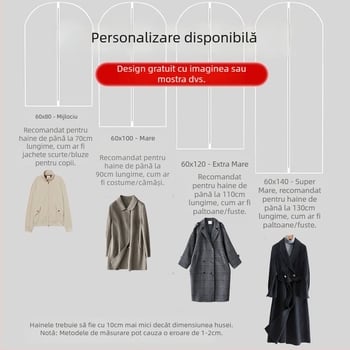 Geantă pentru praf din material nețesut cu fereastră transparentă, husă pentru costum, protecție împotriva umezelii