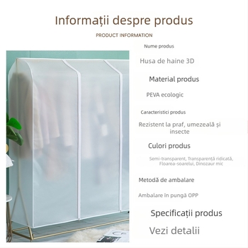 Husă de praf pentru haine PEVA cu model personalizabil, groasă, impermeabilă pentru garderobă