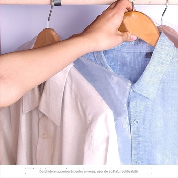Husă transparentă din plastic pentru haine, protecție împotriva prafului pentru costume și paltoane – husă de agățat pentru curățare uscată