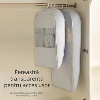 Husă transparentă de protecție împotriva prafului pentru haine, cu umeraș și husă de stocare prin compresie pentru gecile cu puf
