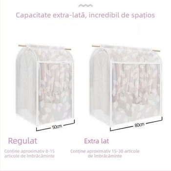 Protecție transparentă împotriva prafului pentru haine, husă pentru depozitare pe umeraș