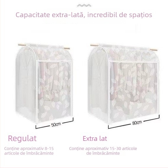 Protecție transparentă împotriva prafului pentru haine, husă pentru depozitare pe umeraș