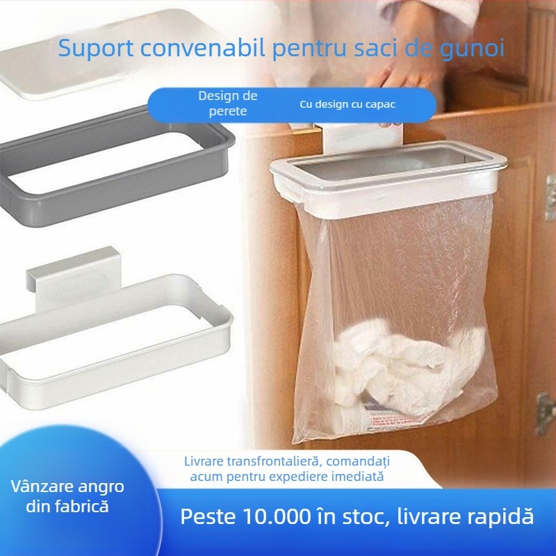 Attach-A-Trash suport pentru sacoșe de gunoi, montat pe ușa dulapului, suspensie, 3 etaje, ABS, organizare bucătărie
