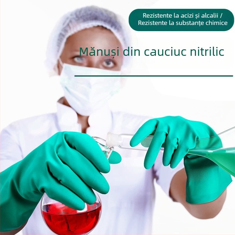 Mănuși din nitril, rezistente chimice la acizi și baze, rezistente la ulei, impermeabile, durabile, antiderapante, pentru spălat vase