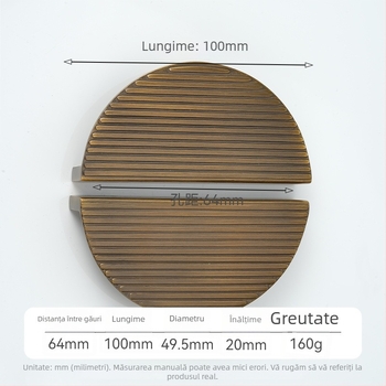 Mâner din alamă, cu textură zimțată, pentru uși de dulap și sertare, culoare bronz antic, stil modern