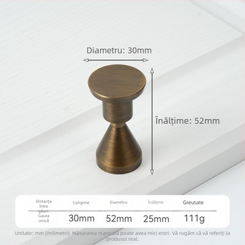 Mâner din alamă, cu textură zimțată, pentru uși de dulap și sertare, culoare bronz antic, stil modern
