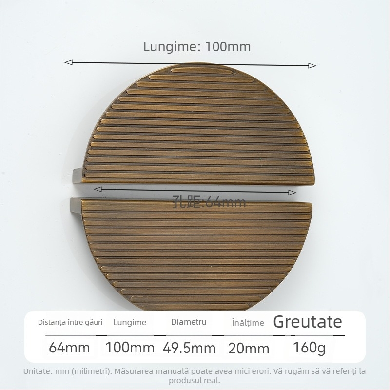 Mâner din alamă, cu textură zimțată, pentru uși de dulap și sertare, culoare bronz antic, stil modern