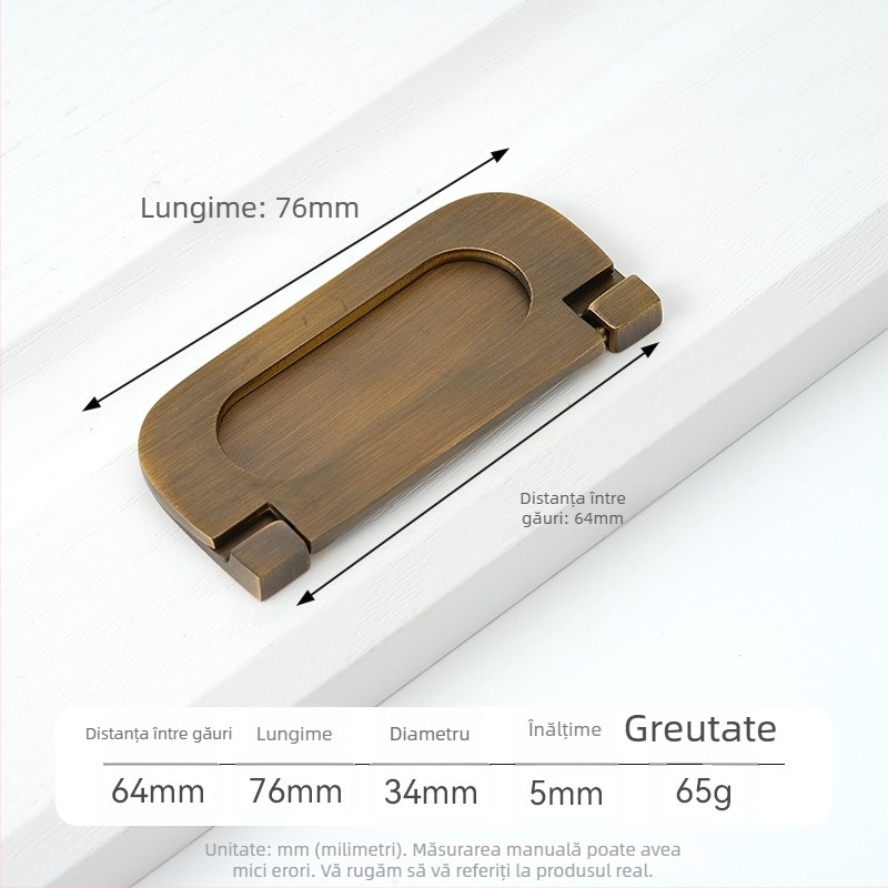 Mâner din alamă, cu textură zimțată, pentru uși de dulap și sertare, culoare bronz antic, stil modern