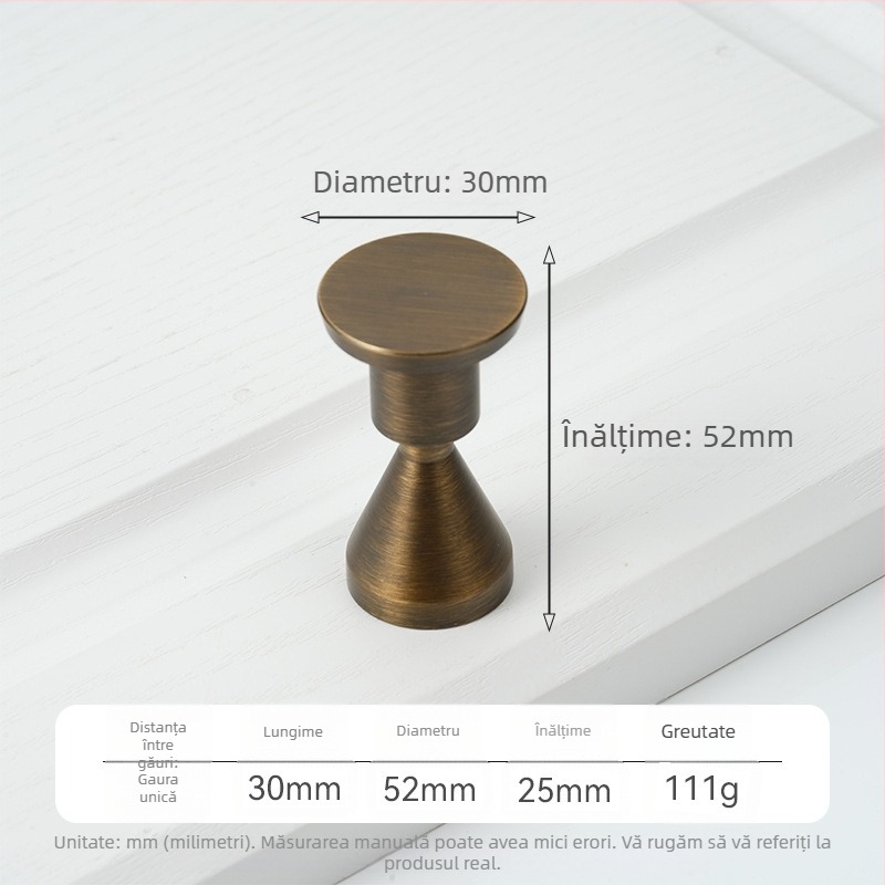 Mâner din alamă, cu textură zimțată, pentru uși de dulap și sertare, culoare bronz antic, stil modern