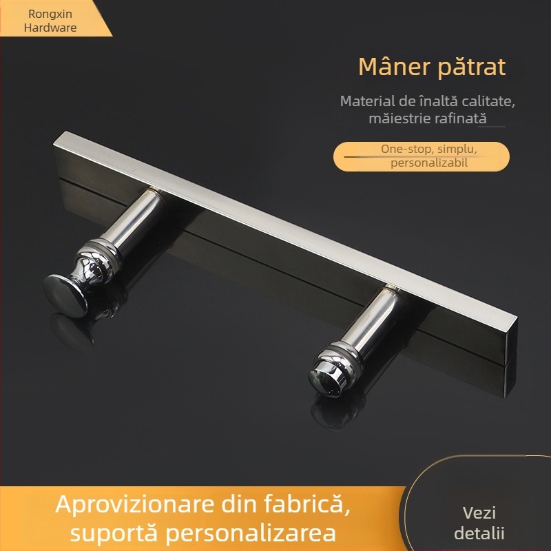 Mâner pătrat din oțel inoxidabil, solid, în formă de T, pentru ușile dulapurilor