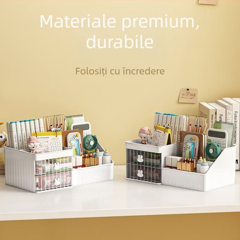 Casetă de depozitare pentru cosmetice, organizator pentru ruj și creion de sprâncene, cutie de birou spațioasă cu sertare