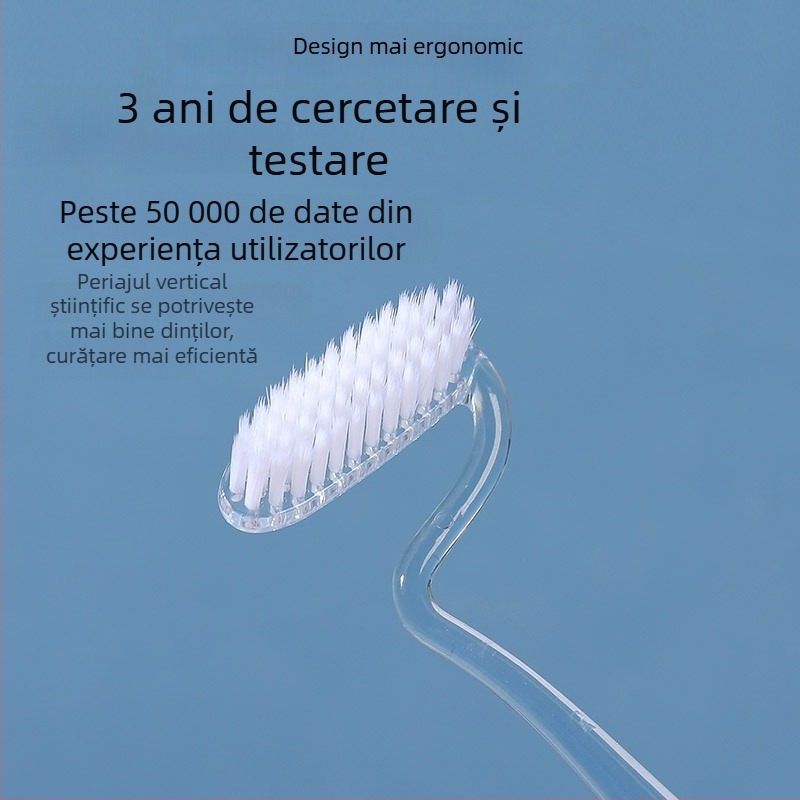 Periuță de dinți Aishukou cu formă S, peri moi și mâner din cristal, ambalaj individual, model A925
