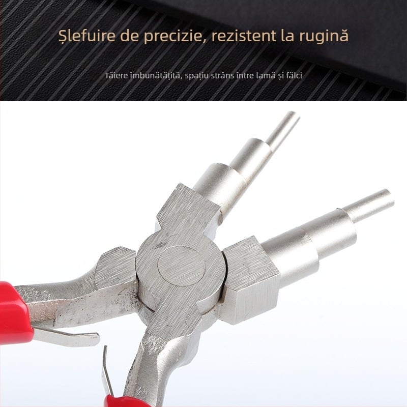 Clește de înfășurat sârmă 6 inch, 6 secțiuni, clește cu nas rotund pentru bijuterii, unealtă DIY de înfășurat în formă U