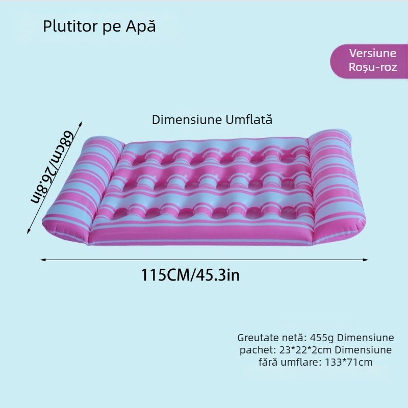 Pat de apă gonflabil din PVC portabil pentru adulți, cu 18 compartimente – plută pentru piscină, utilizare în exterior