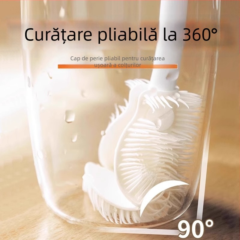 Perie din silicon cu mâner lung pentru curățarea paharelor, sticlelor și a paharelor izolate