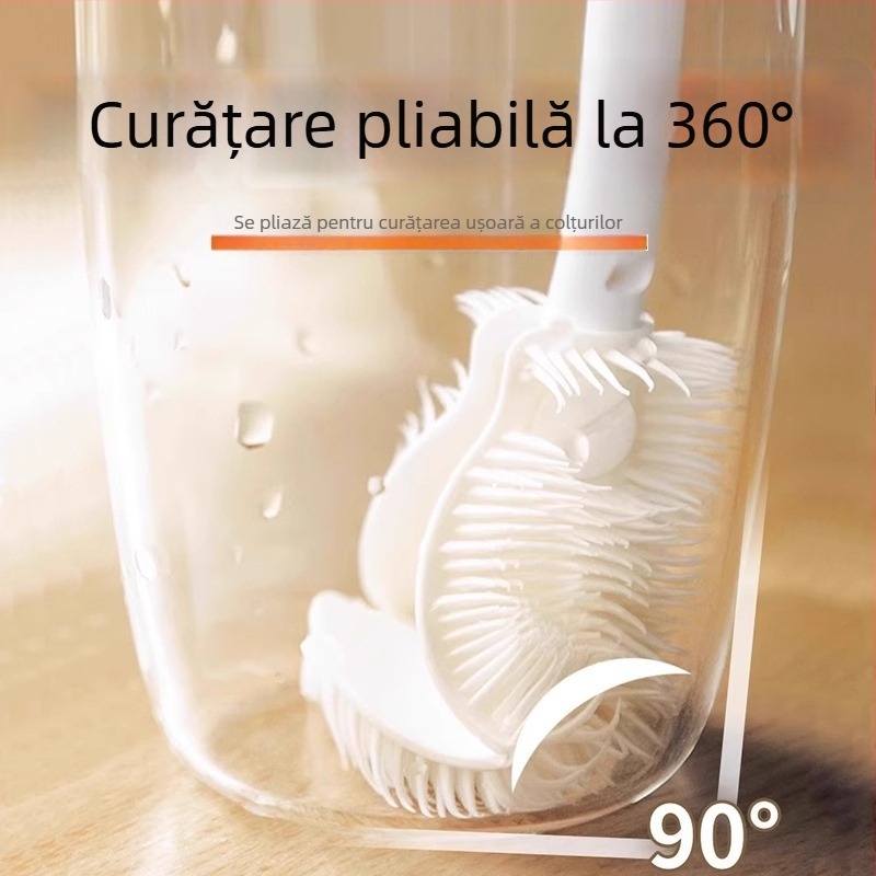 Perie din silicon cu mâner lung pentru curățarea paharelor, sticlelor și a paharelor izolate