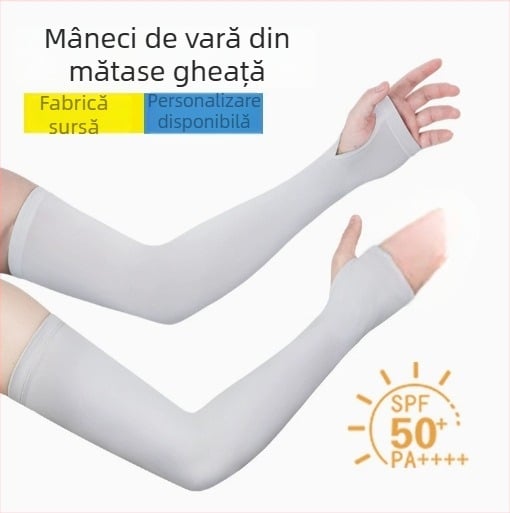 Mâneci subțiri de protecție solară pentru brațe, material Ice Silk, protecție UV, personalizabile