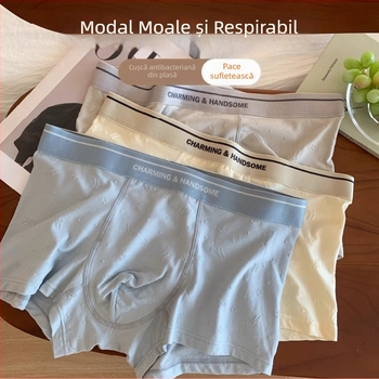 Boxeri pentru bărbați din modal și bumbac, zonă antibacteriană, respirabile, confortabile