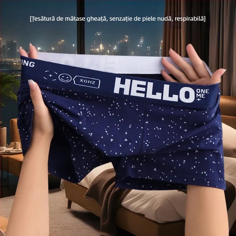 Trei seturi de boxeri pentru bărbați din ice silk – confortabili, respirabili și antibacterieni.