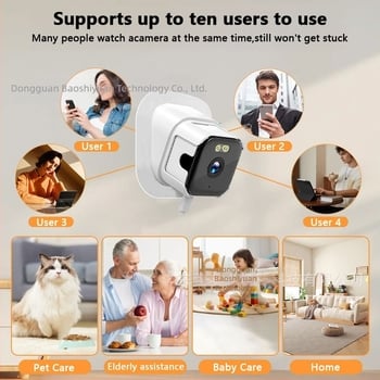 Cameră wireless de interior pentru fereastră, cu Wi-Fi, viziune AI de noapte, 1080p, obiectiv 4 mm, instalare fără găuri, microfon încorporat, detecție mișcare