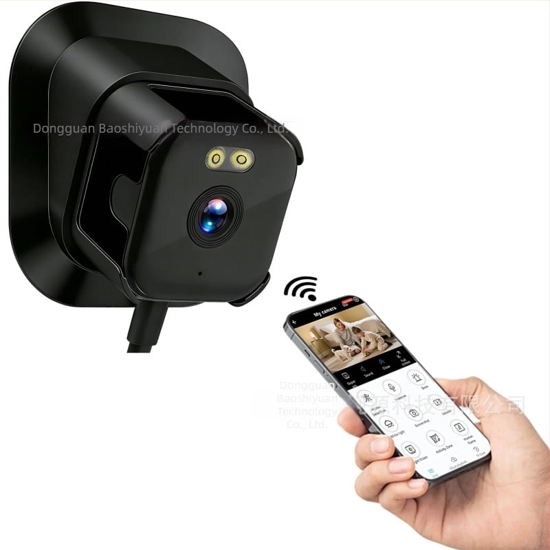 Cameră wireless de interior pentru fereastră, cu Wi-Fi, viziune AI de noapte, 1080p, obiectiv 4 mm, instalare fără găuri, microfon încorporat, detecție mișcare
