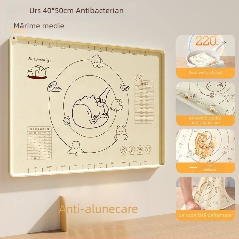 Covoraș din silicon de calitate alimentară, gros, antiderapant, pentru frământat și întins aluatul, unelte de patiserie pentru bucătărie