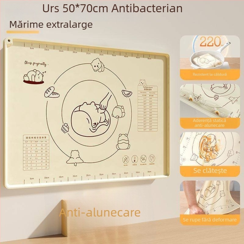 Covoraș din silicon de calitate alimentară, gros, antiderapant, pentru frământat și întins aluatul, unelte de patiserie pentru bucătărie