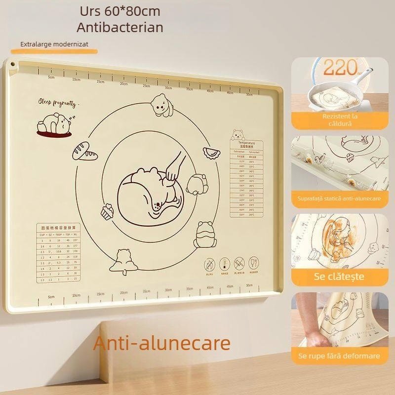 Covoraș din silicon de calitate alimentară, gros, antiderapant, pentru frământat și întins aluatul, unelte de patiserie pentru bucătărie