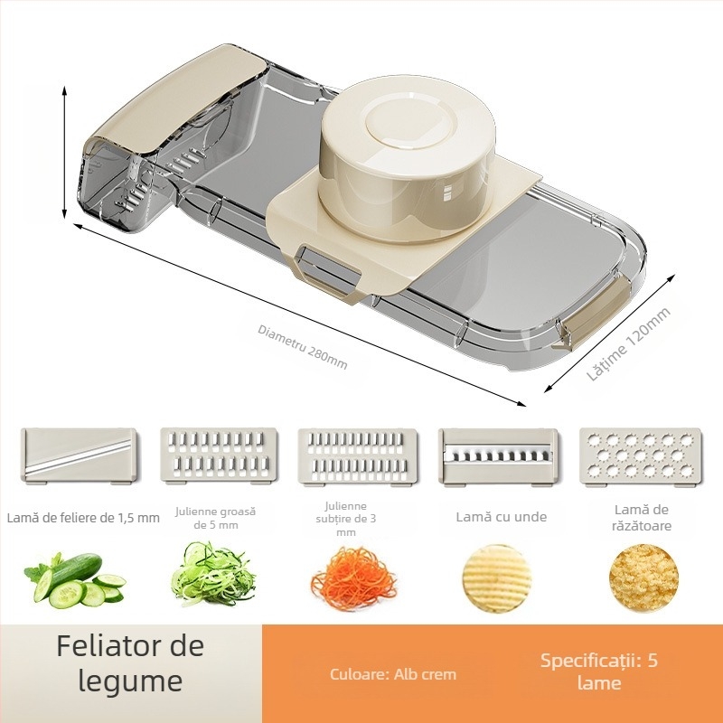 Tăietor de legume multifuncțional cu răzuitor pentru cartofi, morcovi și ridichi